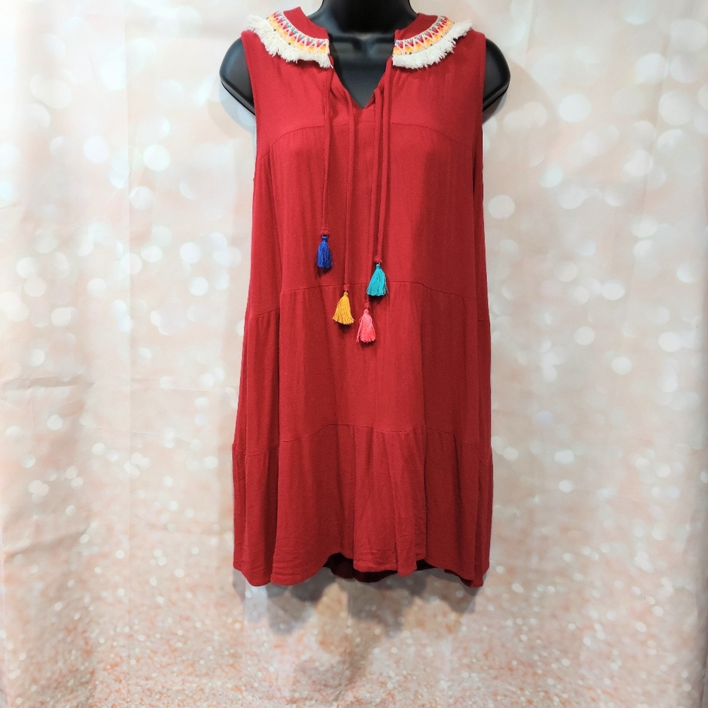 Current+Project Boho Tunic Tank Mini Dress Fringe Festival